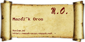 Mazák Oros névjegykártya